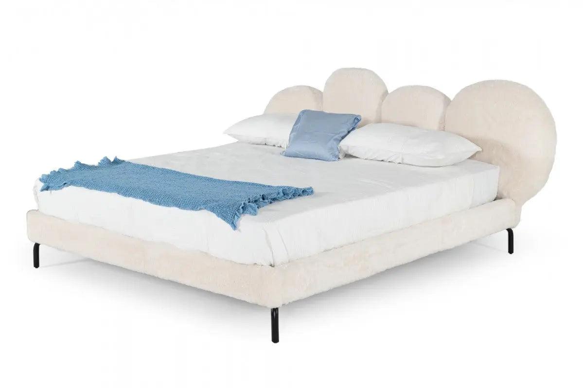 Vig Furniture - Modrest Destiny Contemporary White Sherpa Bubble Bed - Vgodzw-20104-Wht-Bed