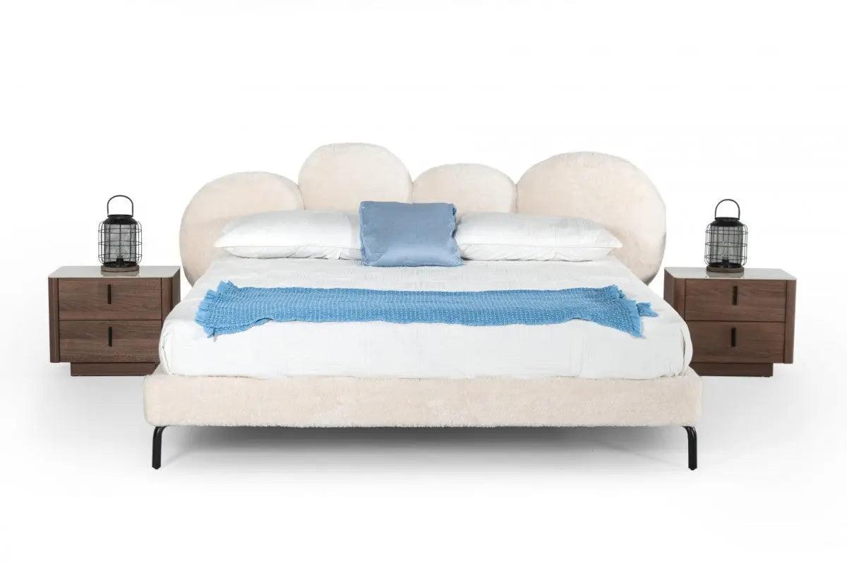 Vig Furniture - Modrest Destiny Contemporary White Sherpa Bubble Bed - Vgodzw-20104-Wht-Bed