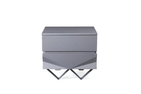 Vig Furniture - Modrest Duke Modern Grey & Black Gun Chrome Nightstand - Vgvcn1811-Gry