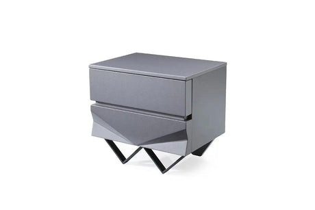 Vig Furniture - Modrest Duke Modern Grey & Black Gun Chrome Nightstand - Vgvcn1811-Gry