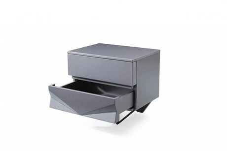 Vig Furniture - Modrest Duke Modern Grey & Black Gun Chrome Nightstand - Vgvcn1811-Gry