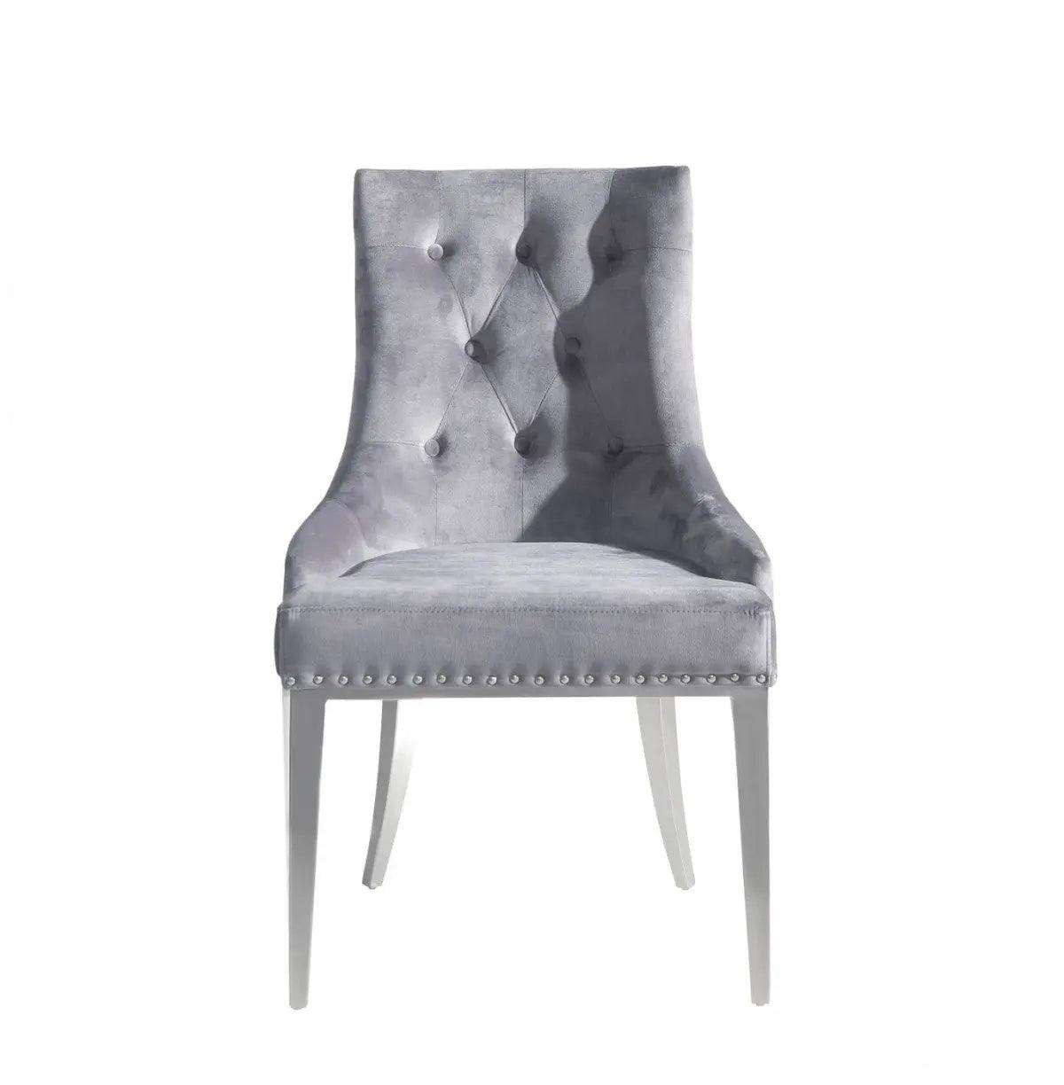 Vig Furniture - Modrest Dumas - Contemporary Grey Velvet & Stainless Steel Dining Chair (Set Of 2) - Vgzay615-1-Gry