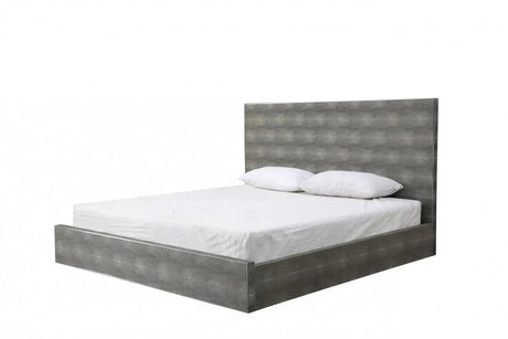 Vig Furniture - Modrest Dynasty Modern Shagreen Eastern King Bed - Vgvcbd2108-Gry-Bed-Ek