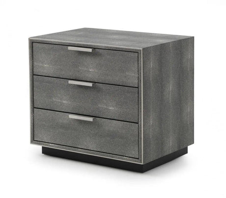 Vig Furniture - Modrest Dynasty Modern Shagreen Three Drawer Nightstand - Vgvcn2108-3-Gry-Ns