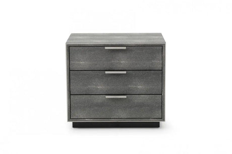 Vig Furniture - Modrest Dynasty Modern Shagreen Three Drawer Nightstand - Vgvcn2108-3-Gry-Ns