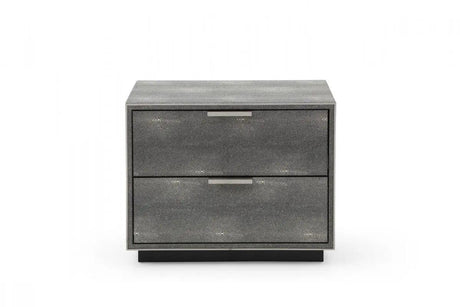 Vig Furniture - Modrest Dynasty Modern Shagreen Two Drawer Nightstand - Vgvcn2108-2-Gry-Ns