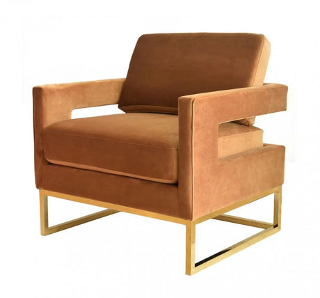 Vig Furniture - Modrest Edna Camel Velvet Gold Accent Chair - Vgrhrhs-Ac-201-Brn-Ch