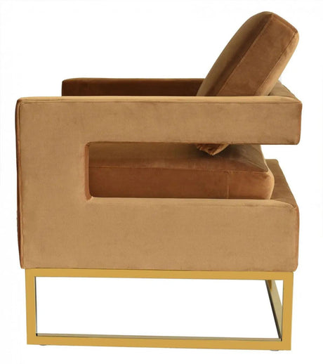 Vig Furniture - Modrest Edna Camel Velvet Gold Accent Chair - Vgrhrhs-Ac-201-Brn-Ch