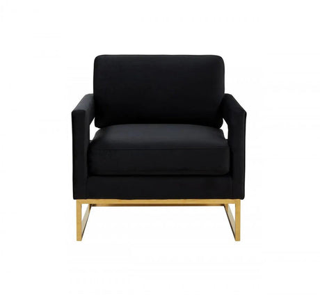 Vig Furniture - Modrest Edna - Modern Black Velvet & Gold Accent Chair - Vgrhrhs-Ac-201-Blk