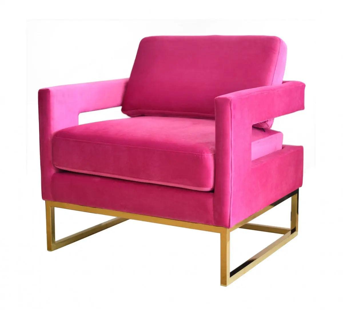 Vig Furniture - Modrest Edna Pink Velvet Gold Accent Chair - Vgrhrhs-Ac-201-Pnk-Ch