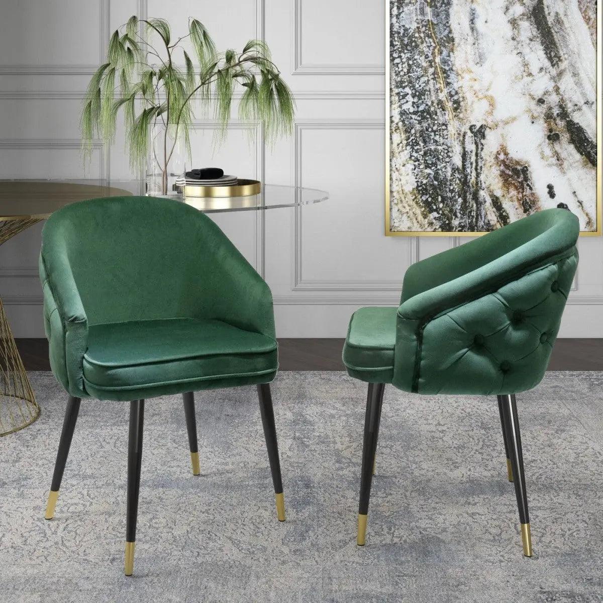 Vig Furniture - Modrest Elliot Contemporary Green & Black-Gold Dining Chair (Set Of 2) - Vgswsfc432-Grn-Dc