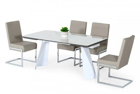 Vig Furniture - Modrest Encanto - Modern White Ceramic Dining Table - Vgns8762-Dt