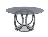 Vig Furniture - Modrest Enid - Modern Smoked Glass & Black Stainless Steel Round Dining Table - Vgzat009-Dt