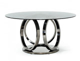 Vig Furniture - Modrest Enid - Modern Smoked Glass & Black Stainless Steel Round Dining Table - Vgzat009-Dt