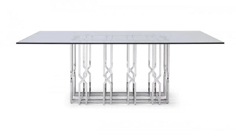 Vig Furniture - Modrest Ericson - Modern Glass & Stainless Steel Dining Table - Vgvct1980-22-Gry-Dt