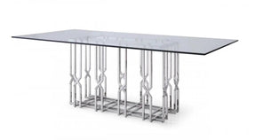Modrest Ericson Modern Glass & Stainless Steel Dining Table Vgvct1980-22-Gry-Dt