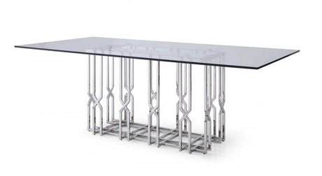 Vig Furniture - Modrest Ericson - Modern Glass & Stainless Steel Dining Table - Vgvct1980-22-Gry-Dt