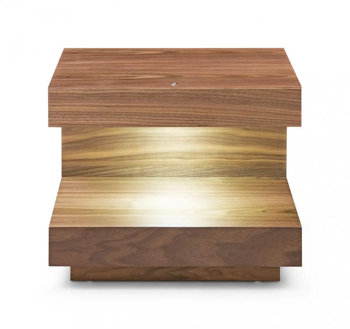 Vig Furniture - Modrest Esso Contemporary Walnut End Table - Vgwcc121B-Wal-Et