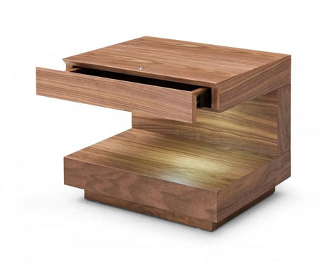 Vig Furniture - Modrest Esso Contemporary Walnut End Table - Vgwcc121B-Wal-Et