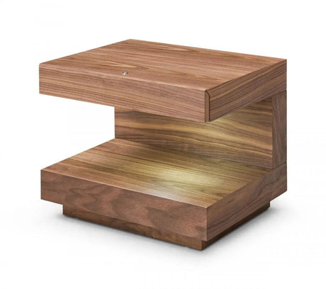 Vig Furniture - Modrest Esso Contemporary Walnut End Table - Vgwcc121B-Wal-Et