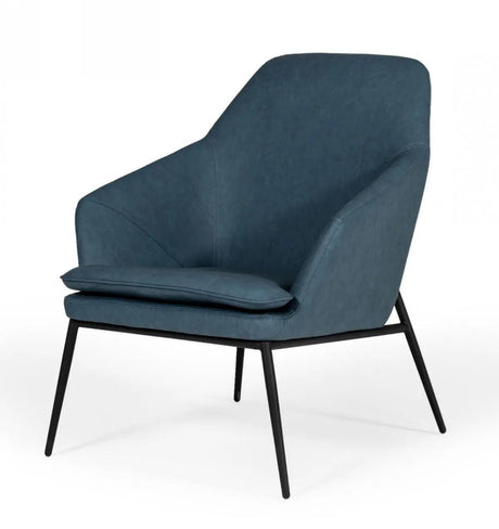 Modrest Esteban Industrial Blue Eco-Leather Accent Chair Vgbnec-068-Blu