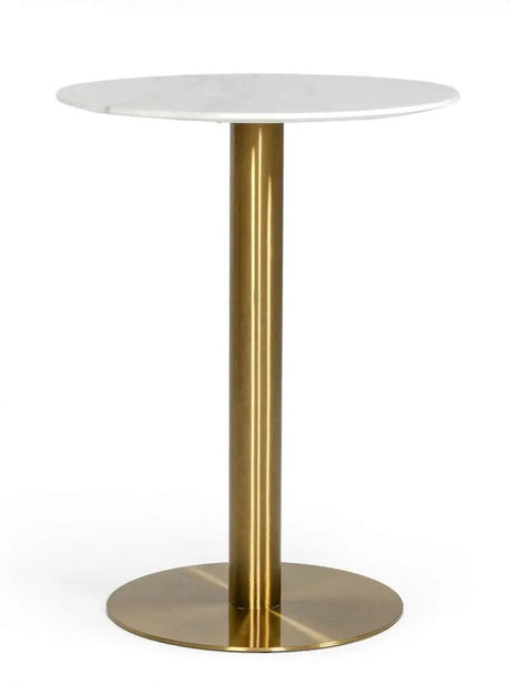 Vig Furniture - Modrest Fairway - Glam White Marble And Brushed Gold Bar Table - Vgeumc-6931Bt