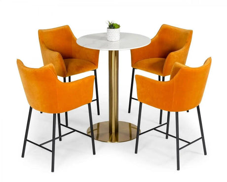 Modrest Fairway Glam White Marble And Brushed Gold Bar Table Vgeumc-6931Bt