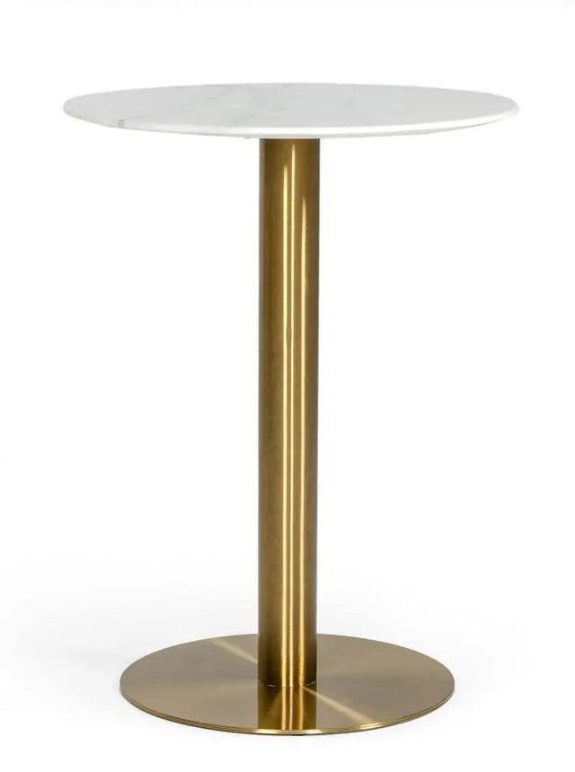 Vig Furniture - Modrest Fairway - Glam White Marble And Brushed Gold Bar Table - Vgeumc-6931Bt