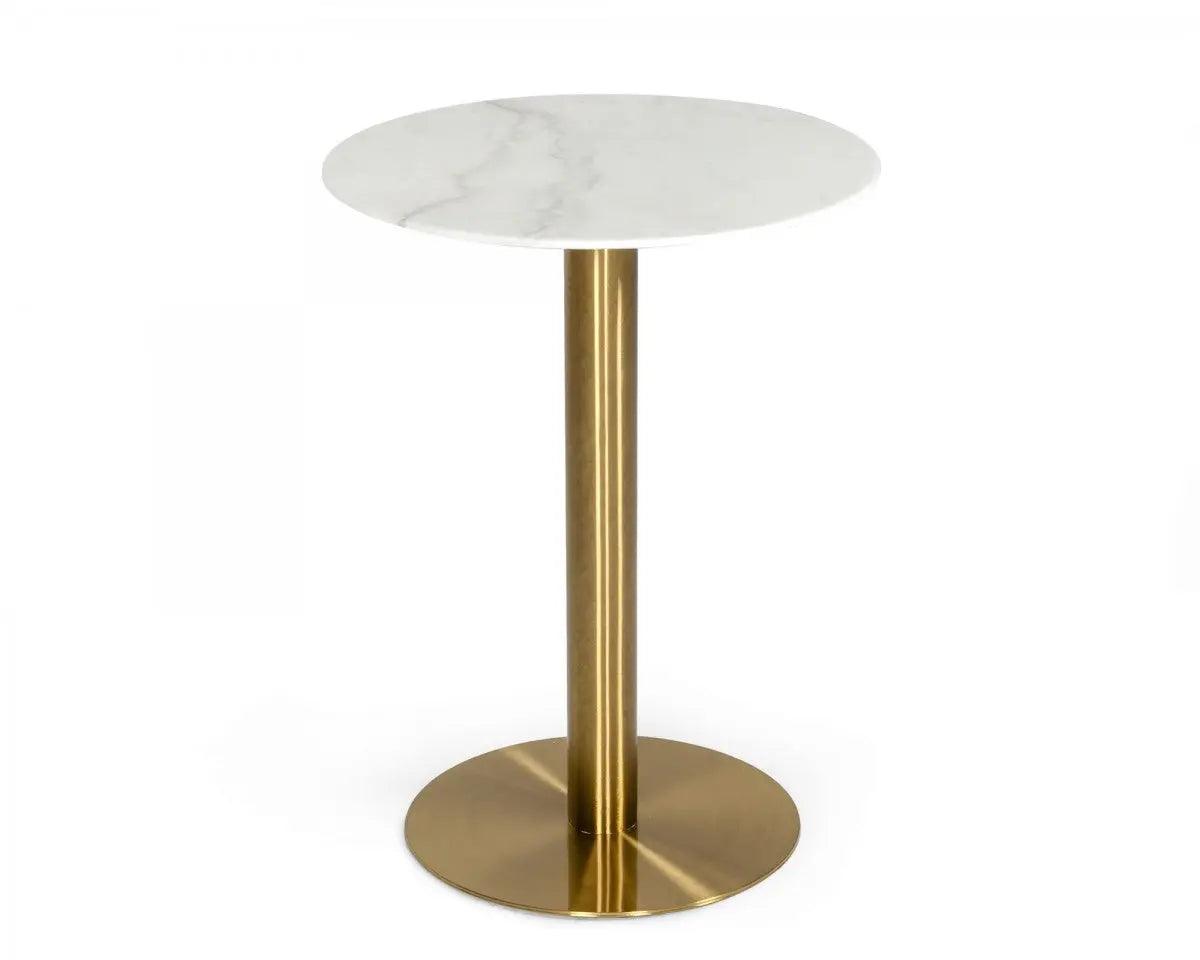 Vig Furniture - Modrest Fairway - Glam White Marble And Brushed Gold Bar Table - Vgeumc-6931Bt