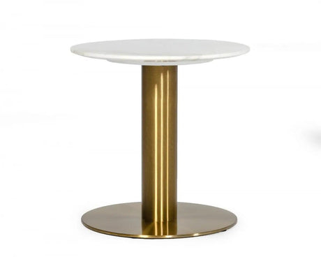 Vig Furniture - Modrest Fairway - Glam White Marble And Brushed Gold End Table - Vgeumc-6931Et