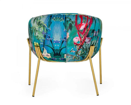 Vig Furniture - Modrest Falco - Contemporary Floral Velvet And Gold Accent Chair - Vgeumc-9581Ch-A