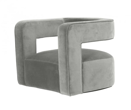 Vig Furniture - Modrest Fanny Modern Swivel Grey Velvet Accent Chair - Vgmfoc-2499-Gry-Ch