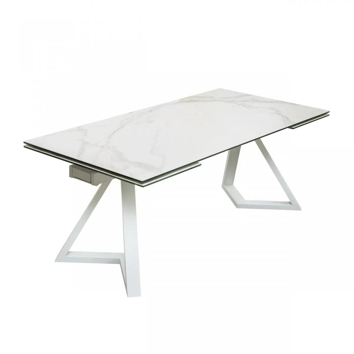 Vig Furniture - Modrest Farrell Modern White Ceramic Extendable Dining Table - Vgyfdt8765-3C-Wht-Dt