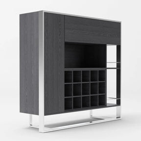 Modrest Fauna Elm Grey & Stainless Steel Wine Cabinet Vgbbbn-2W-Cab