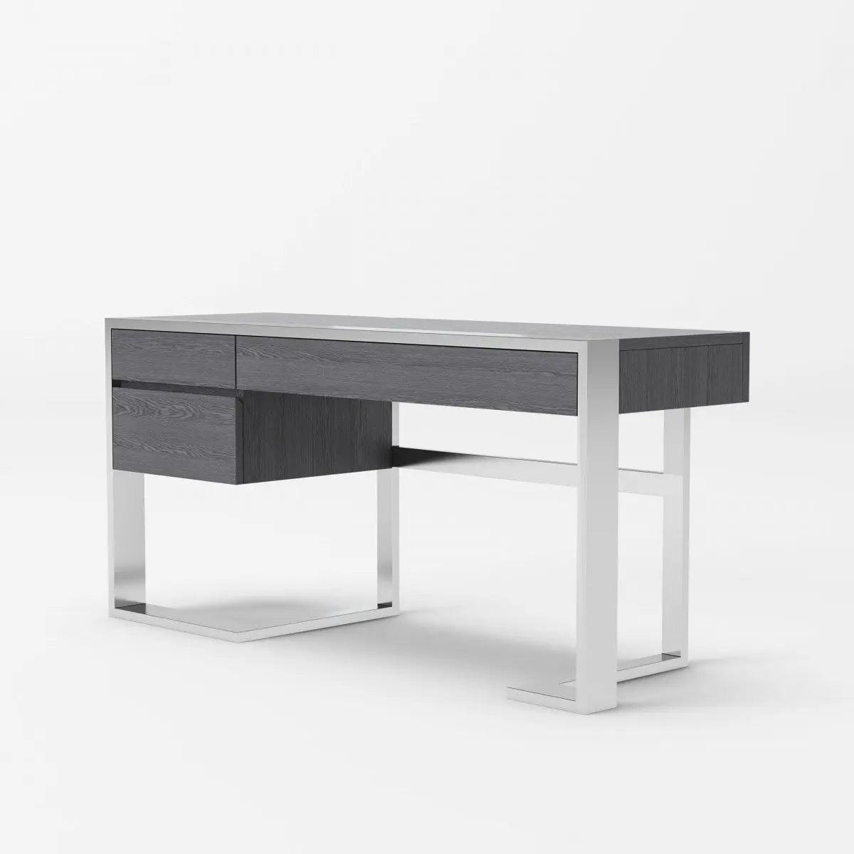 Vig Furniture - Modrest Fauna - Modern Elm Grey & Stainless Steel Desk - Vgbbbn-2Dk-Gry-Desk