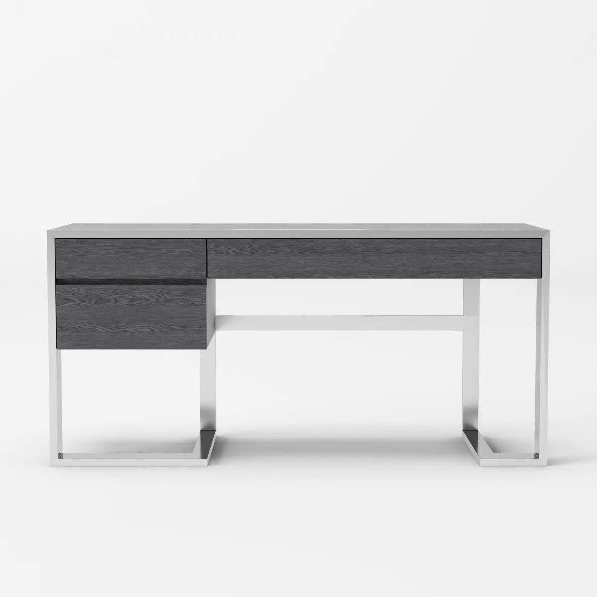 Vig Furniture - Modrest Fauna - Modern Elm Grey & Stainless Steel Desk - Vgbbbn-2Dk-Gry-Desk