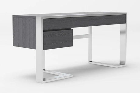 Vig Furniture - Modrest Fauna - Modern Elm Grey & Stainless Steel Desk - Vgbbbn-2Dk-Gry-Desk