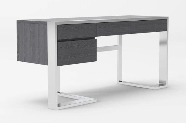 Vig Furniture - Modrest Fauna - Modern Elm Grey & Stainless Steel Desk - Vgbbbn-2Dk-Gry-Desk