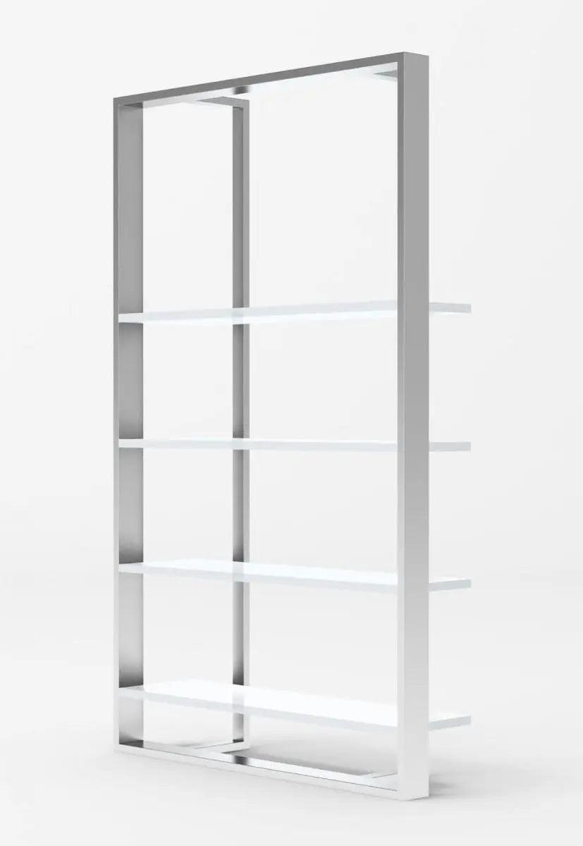 Vig Furniture - Modrest Fauna Modern White High Gloss & Stainless Steel Bookshelf - Vgbb1616Bs-Wht-Shelf