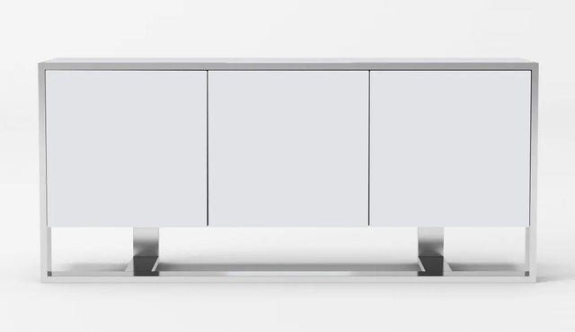 Vig Furniture - Modrest Fauna - Modern White High Gloss & Stainless Steel Buffet - Vgbbbn-2M-Wht-Buf