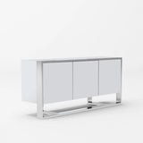 Vig Furniture - Modrest Fauna - Modern White High Gloss & Stainless Steel Buffet - Vgbbbn-2M-Wht-Buf