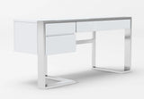 Vig Furniture - Modrest Fauna - Modern White High Gloss & Stainless Steel Desk - Vgbbbn-2Dk-Wht-Desk