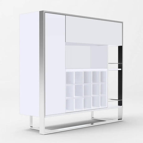 Vig Furniture - Modrest Fauna - Modern White & Stainless Steel Wine Cabinet - Vgbbbn-2W-Cab-Wht