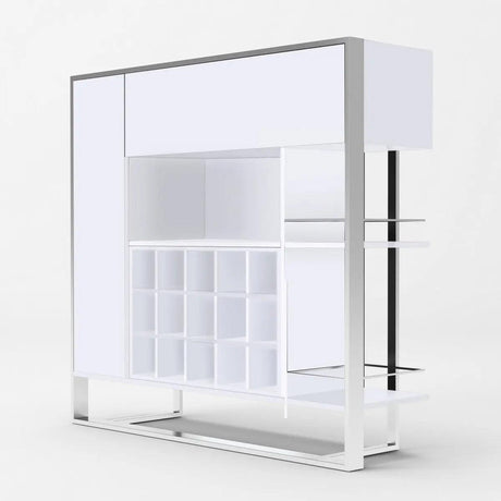 Vig Furniture - Modrest Fauna - Modern White & Stainless Steel Wine Cabinet - Vgbbbn-2W-Cab-Wht