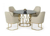 Vig Furniture - Modrest Filbert - Modern Smoked Glass & Champagne Gold Dining Table - Vgzat122-Gold-Dt