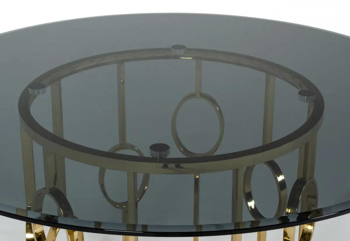 Vig Furniture - Modrest Filbert - Modern Smoked Glass & Champagne Gold Dining Table - Vgzat122-Gold-Dt