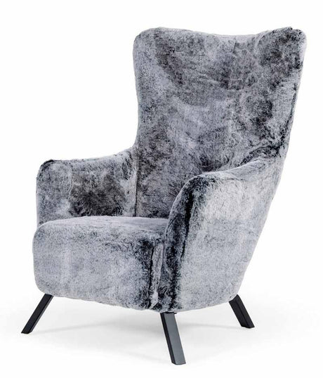 Vig Furniture - Modrest Findon - Glam Grey Faux Fur Accent Chair - Vgeumc-9359Ch