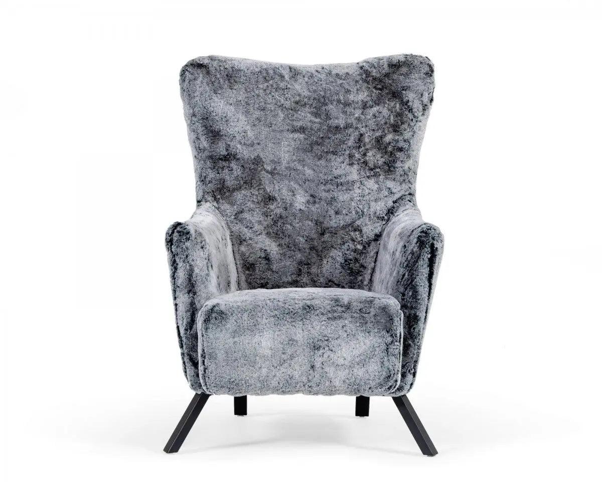 Vig Furniture - Modrest Findon - Glam Grey Faux Fur Accent Chair - Vgeumc-9359Ch