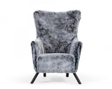 Vig Furniture - Modrest Findon - Glam Grey Faux Fur Accent Chair - Vgeumc-9359Ch