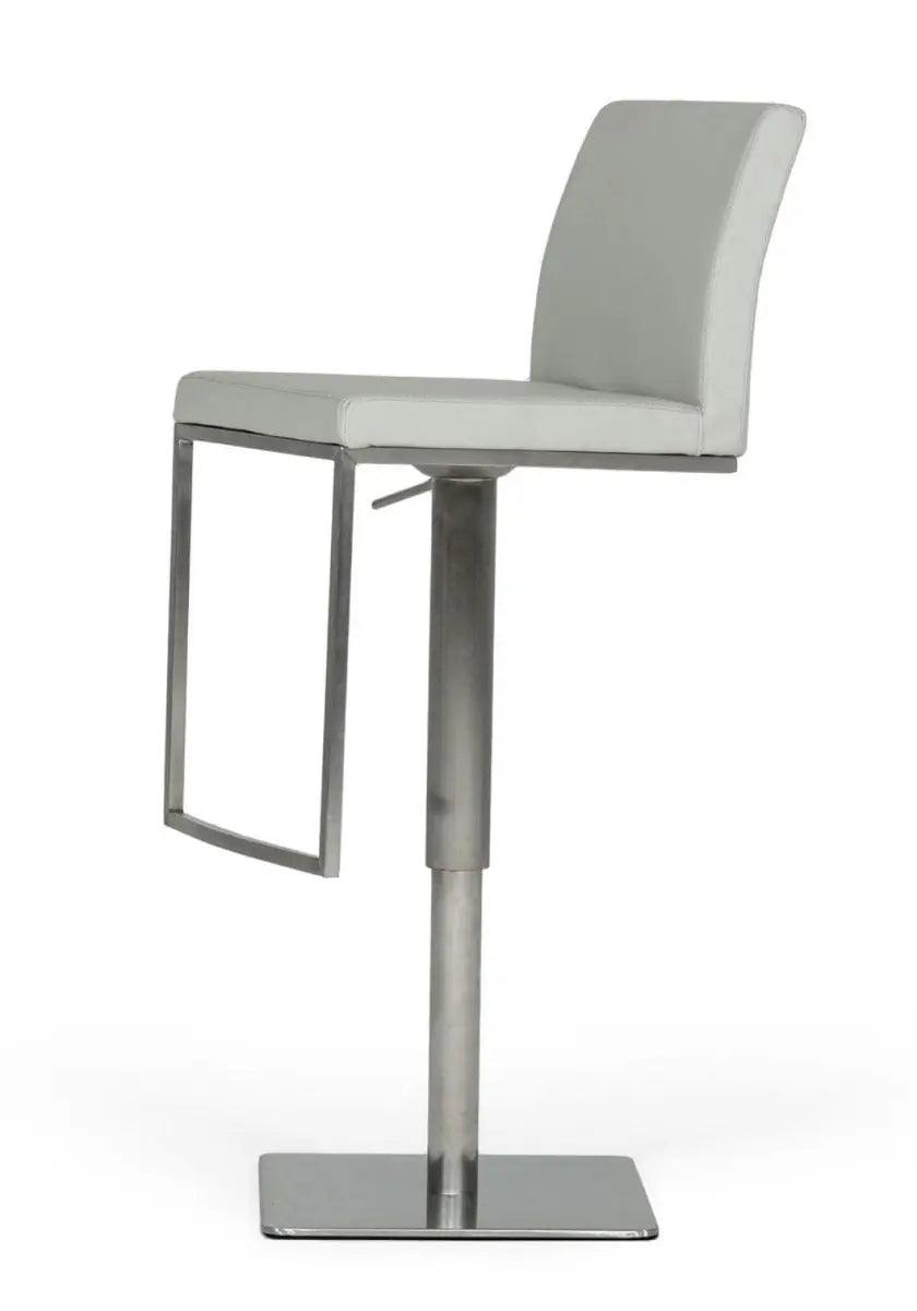 Vig Furniture - Modrest Folsum Modern Light Grey & Brushed Stainless Steel Bar Stool - Vghr5040Gb-1-Ltgry-Bs
